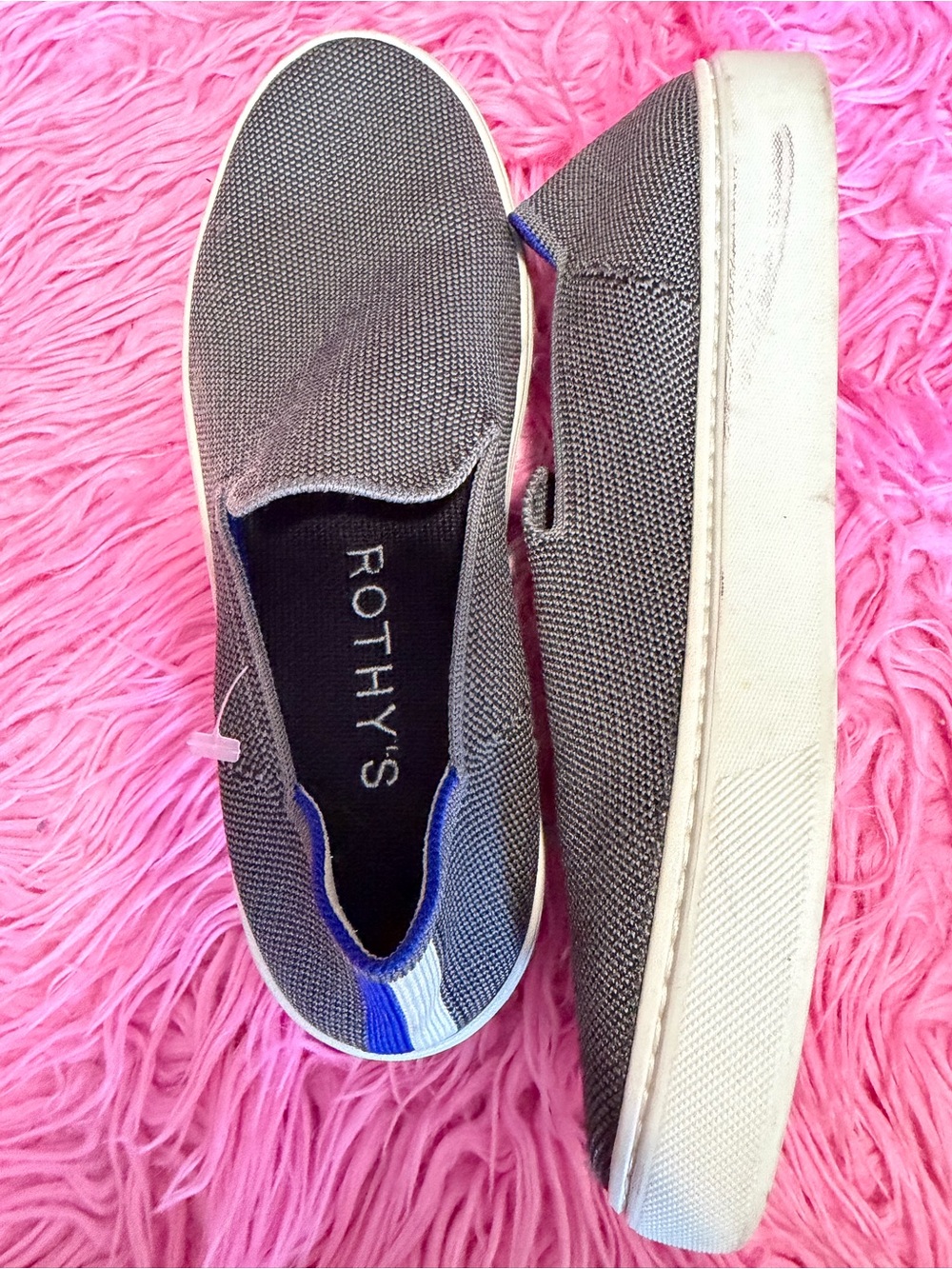 Rothy's Gray Knit Slip-On Sneakers with White Sole